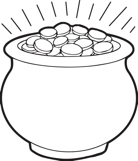 pot of gold coloring page|pot of gold empty black.